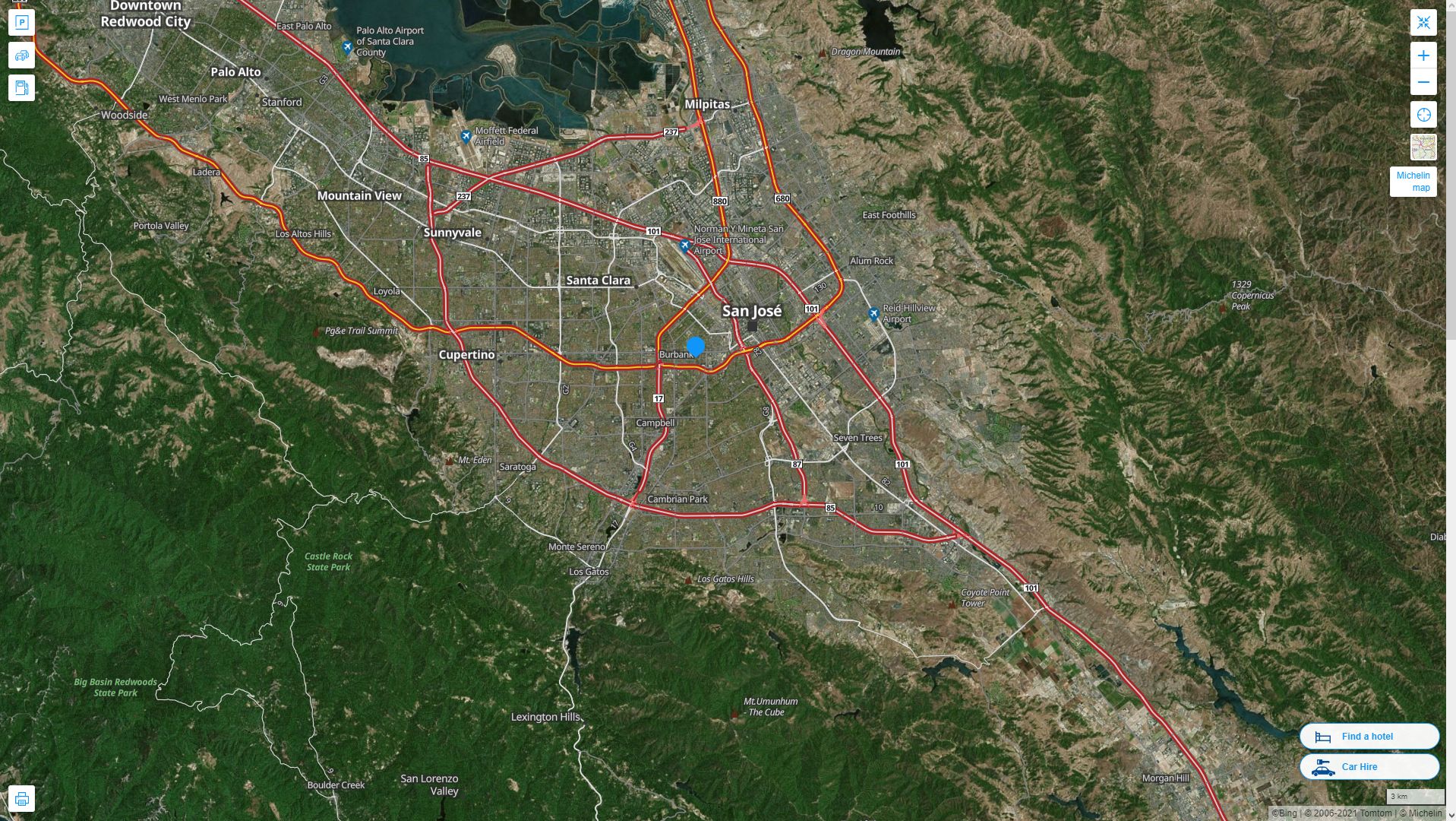 Buena Vista California Highway and Road Map with Satellite View